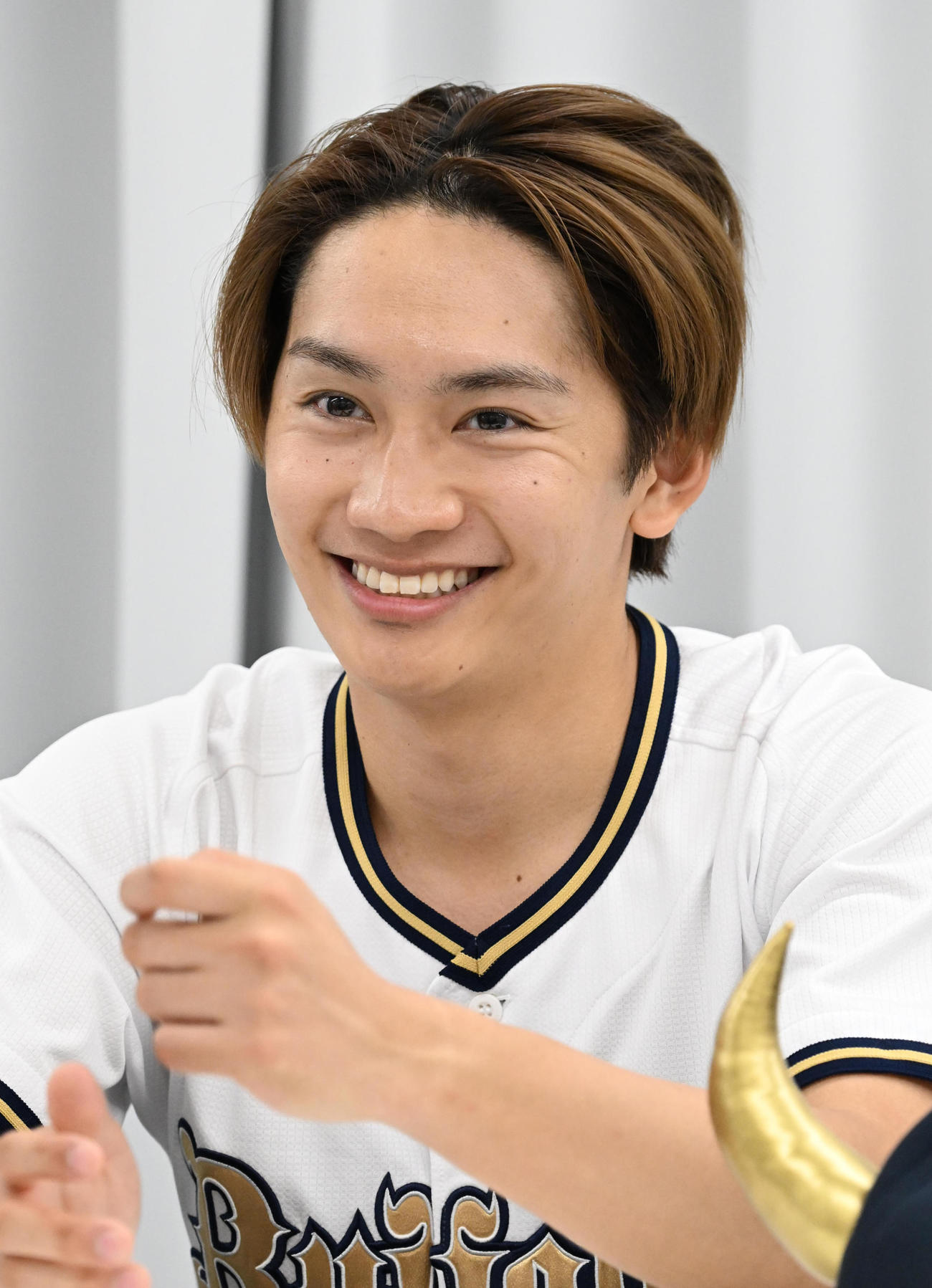 インタビューに答えるなにわ男子・藤原丈一郎（撮影・石井愛子）