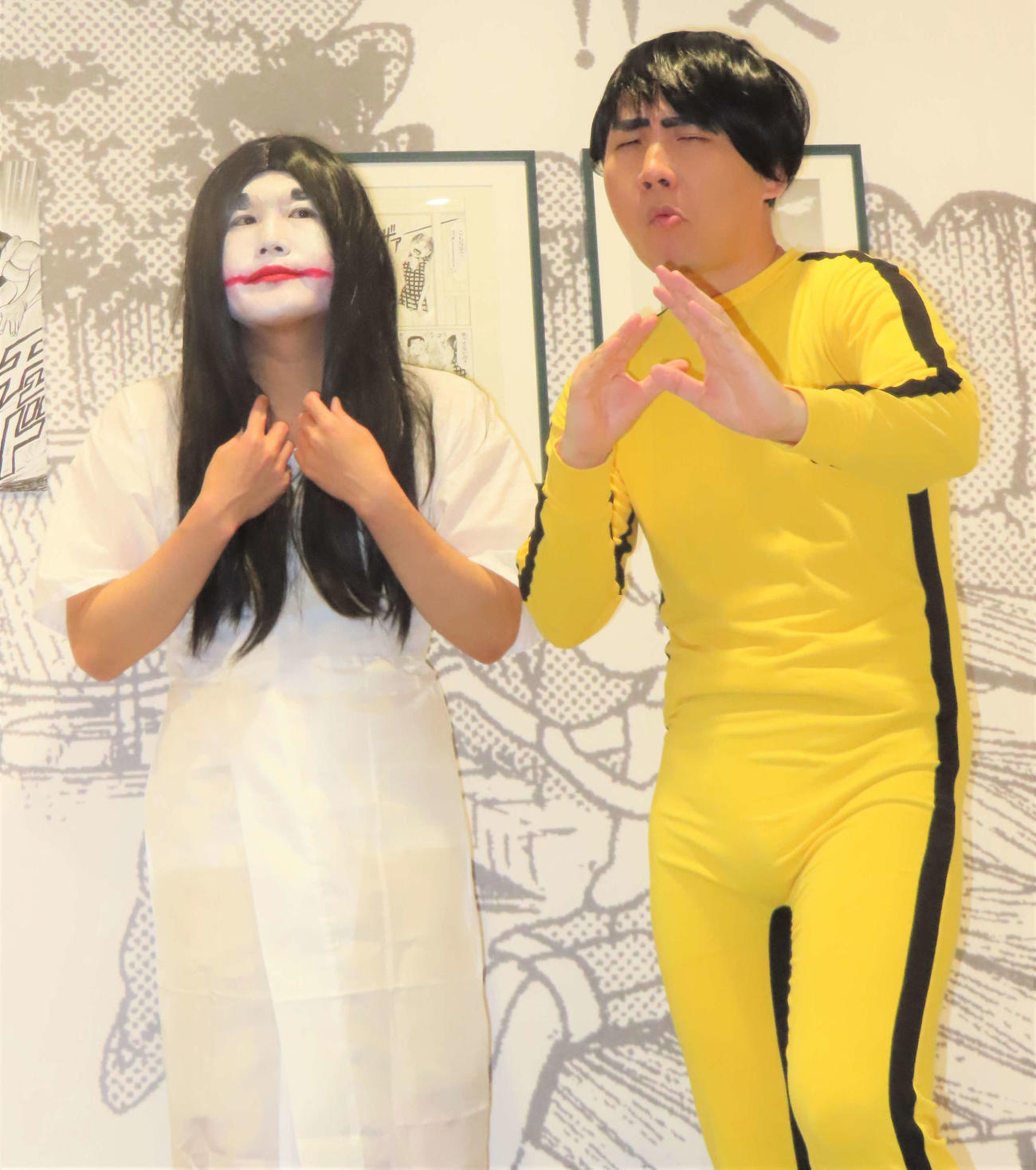 「浦安鉄筋くだらね～展」の開催に向け、取材に応じたアンバサダーのランジャタイ。左から伊藤幸司、国崎和也