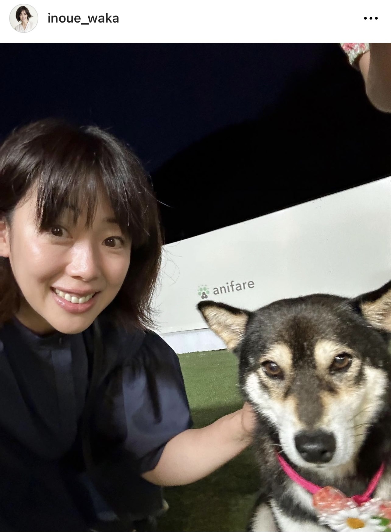 新しい家族の「めかぶ」をなでる井上和香（井上和香のインスタグラムから）