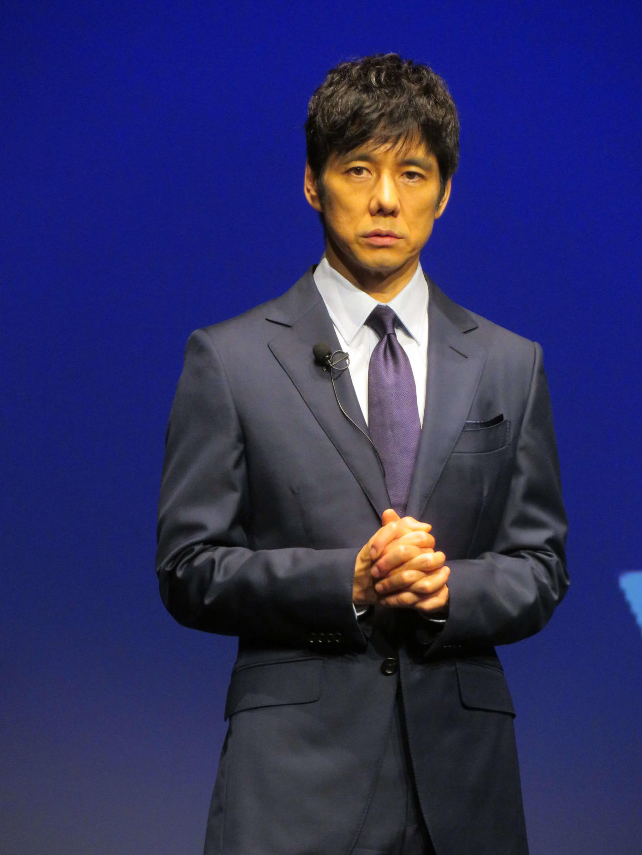 シオノギヘルスケアの、SHIONOGIのProシリーズ新CM発表会で語る西島秀俊（撮影・村上幸将）