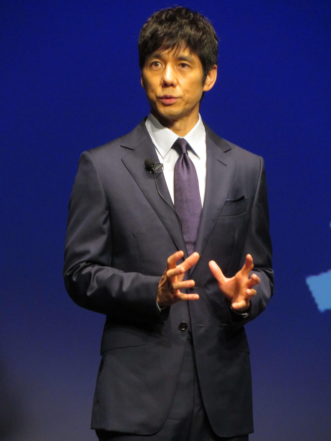 シオノギヘルスケアの、SHIONOGIのProシリーズ新CM発表会で語る西島秀俊（撮影・村上幸将）