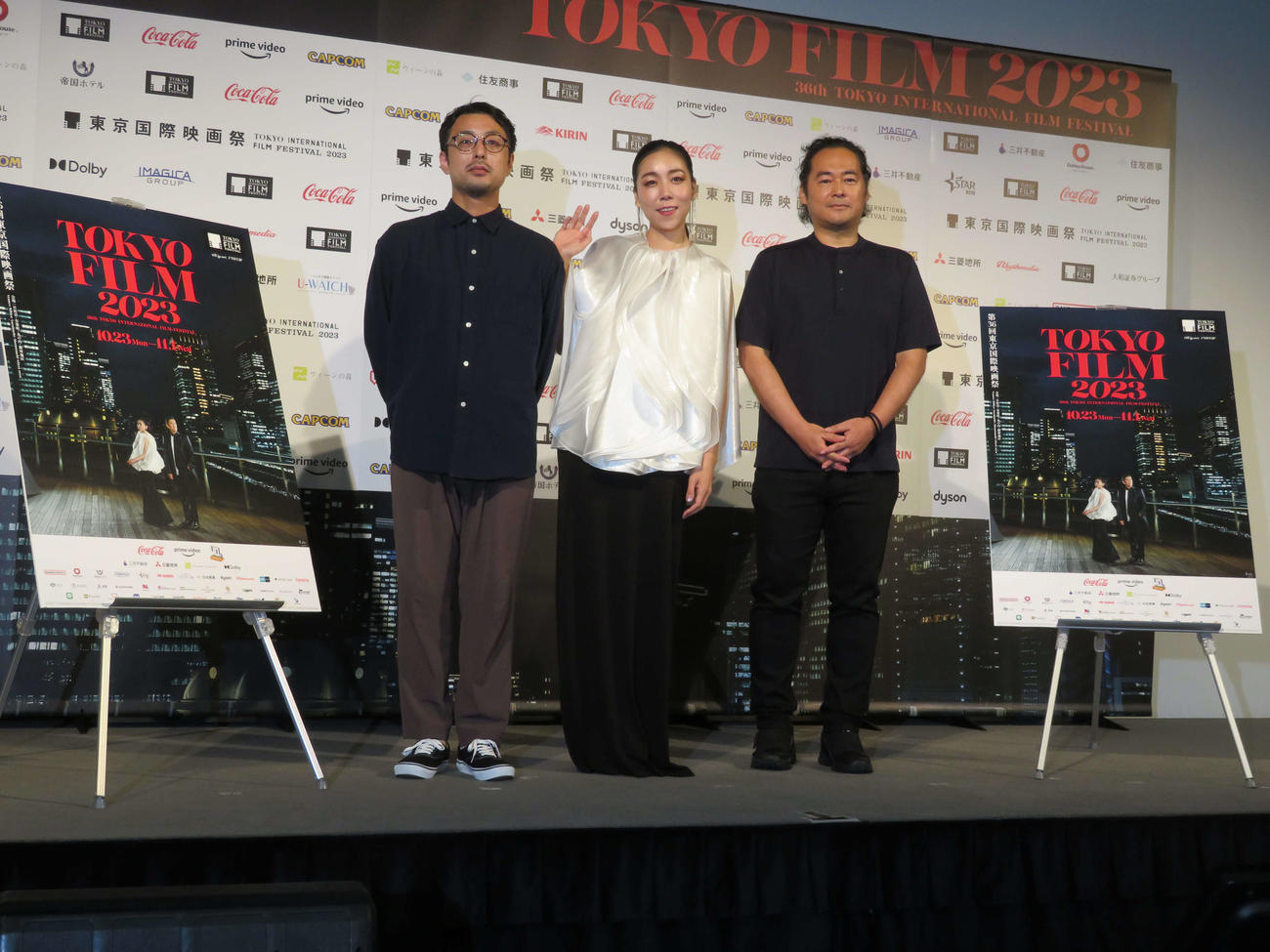 東京国際映画祭ラインナップ発表記者会見に登壇した、左から小辻洋平監督、安藤桃子監督、富名哲也監督（撮影・村上幸将）
