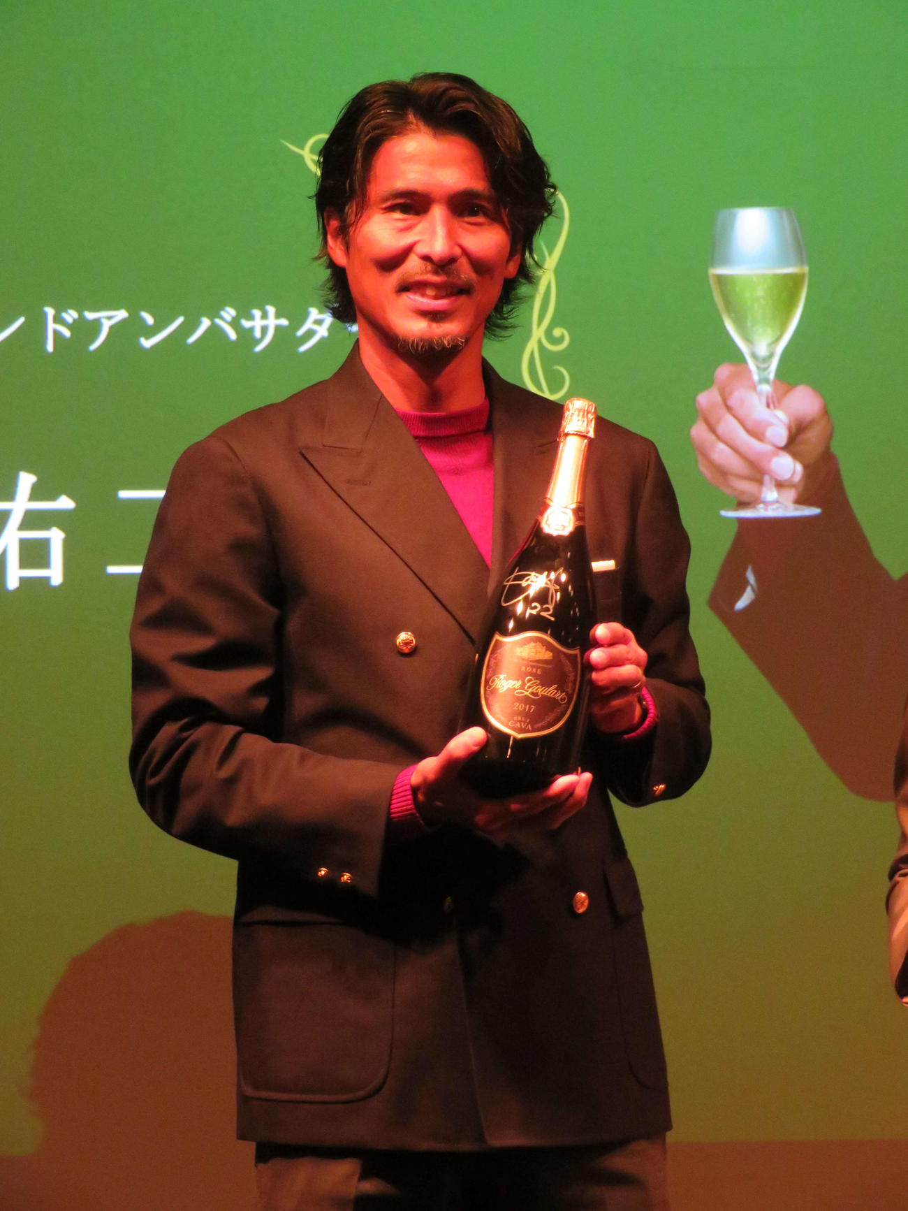 三国ワイン「ロジャーグラート」公式アンバサダー就任式に出席した中澤佑二氏（撮影・村上幸将）