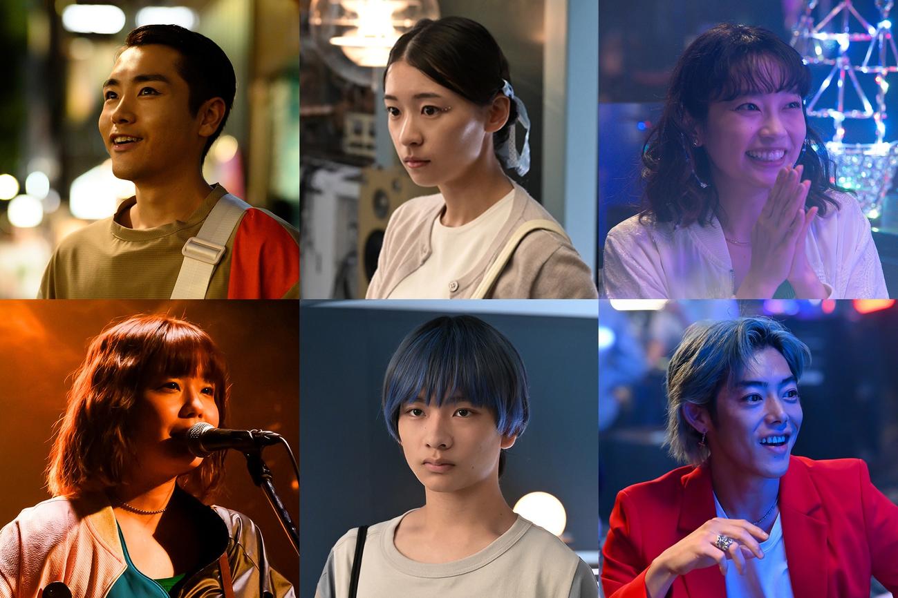 「時をかけるな、恋人たち」に出演する、左から時計回りに泉澤祐希、鳴海唯、清水くるみ、吉村界人、南出凌嘉、吉澤嘉代子（C）カンテレ