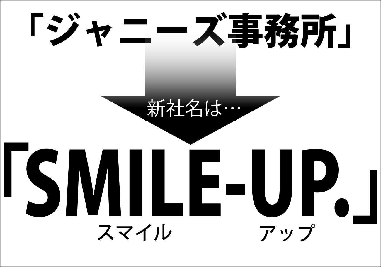 「ジャニーズ事務所」の新社名は「SMILE-UP.」（スマイルアップ）