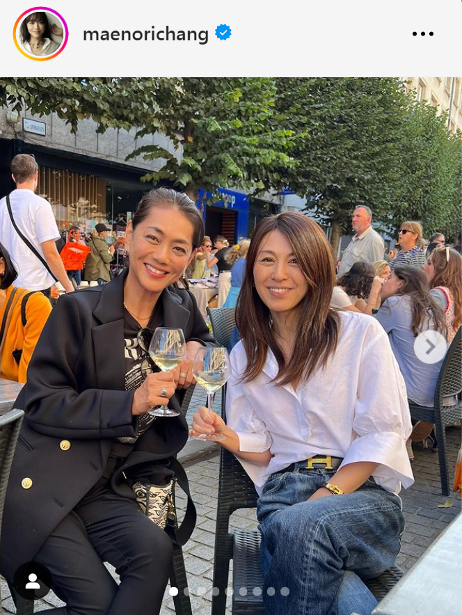 前田典子（左）と雨宮塔子（前田典子のインスタグラムから）