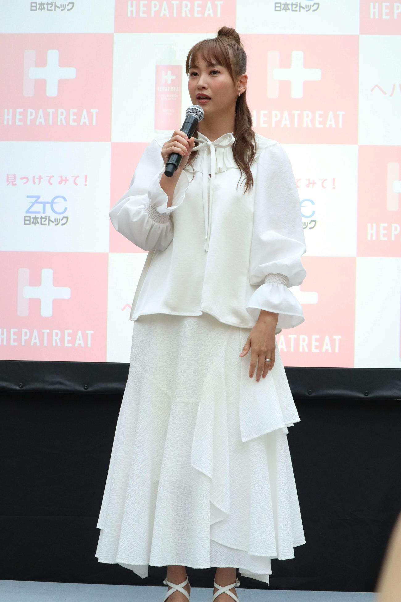 スキンケア商品「ヘパトリート」新TVCM発表会に登壇した藤本美貴（撮影・加藤理沙）