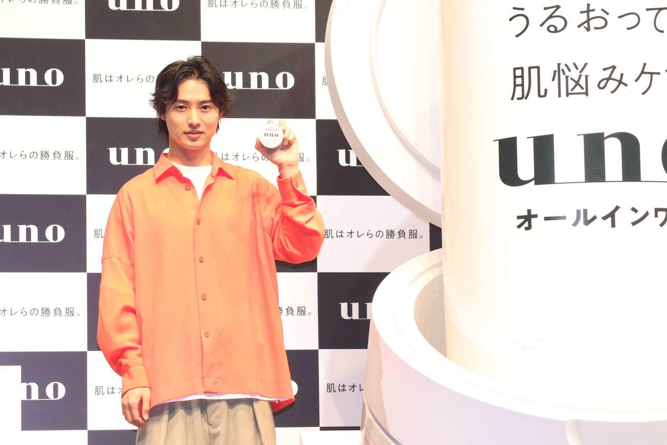 「ウーノオールインワン」新CM発表会に登壇した山崎賢人（撮影・加藤理沙）