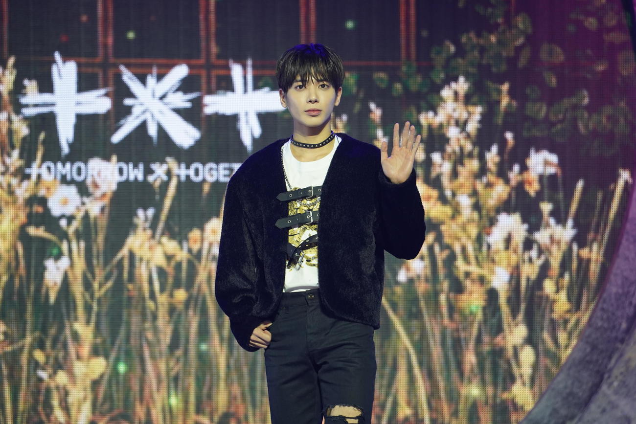 メディアショーケースを行った、TOMORROW X TOGETHERのTAEHYUN（撮影・佐藤勝亮）