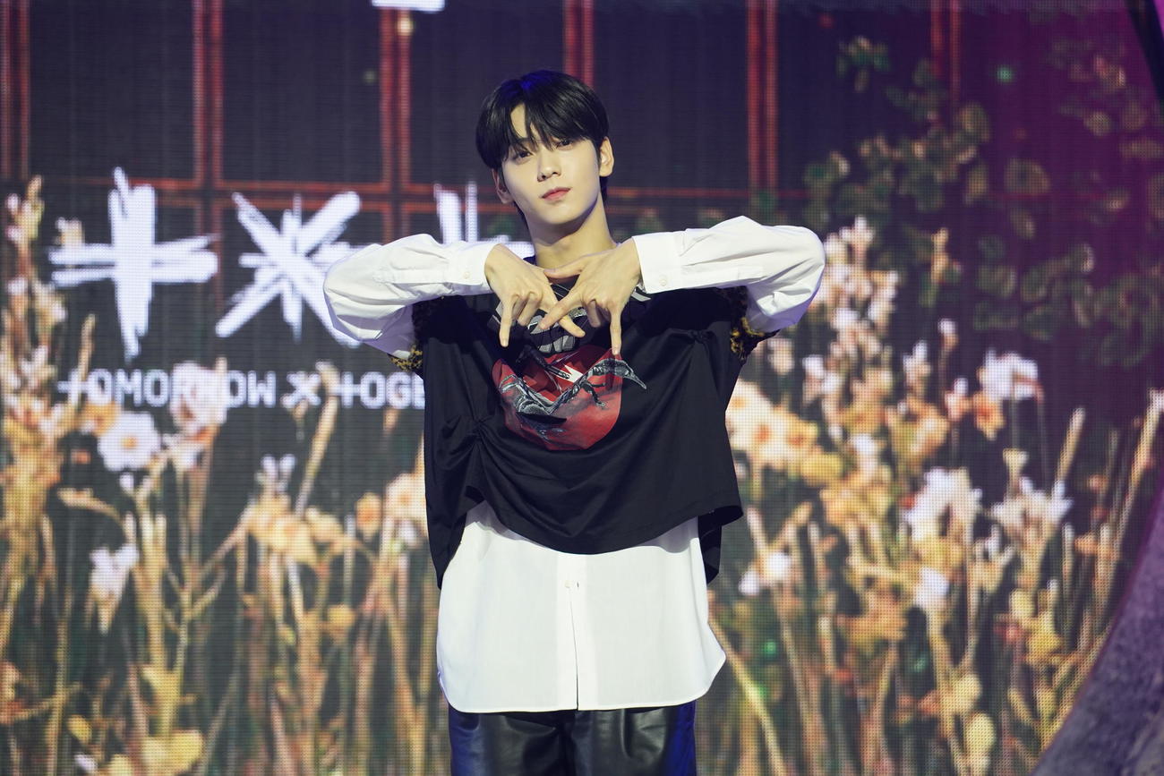 メディアショーケースを行った、TOMORROW X TOGETHERのSOOBIN（撮影・佐藤勝亮）