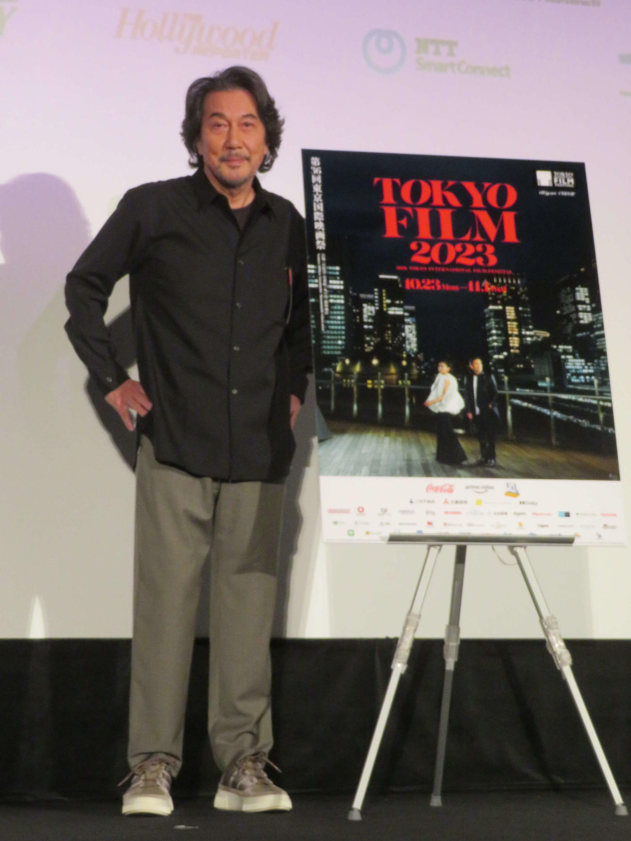 東京国際映画祭で上映された坂本龍一さんのドキュメンタリー映画「「Ryuichi Sakamoto－Opus」上映前にトークを行った役所広司（撮影・村上幸将）