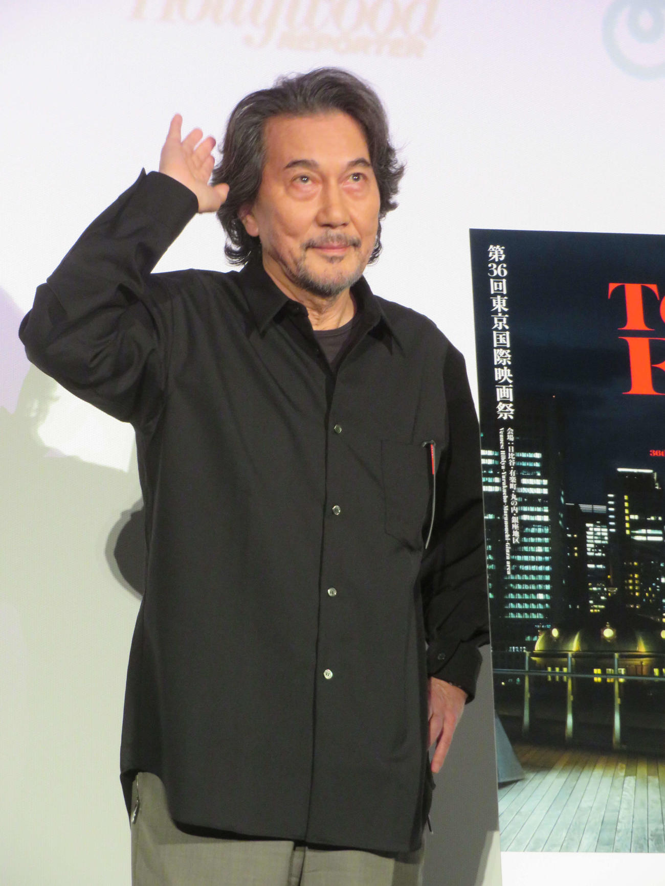 東京国際映画祭で上映された坂本龍一さんのドキュメンタリー映画「「Ryuichi Sakamoto－Opus」上映前にトークを行った役所広司（撮影・村上幸将）