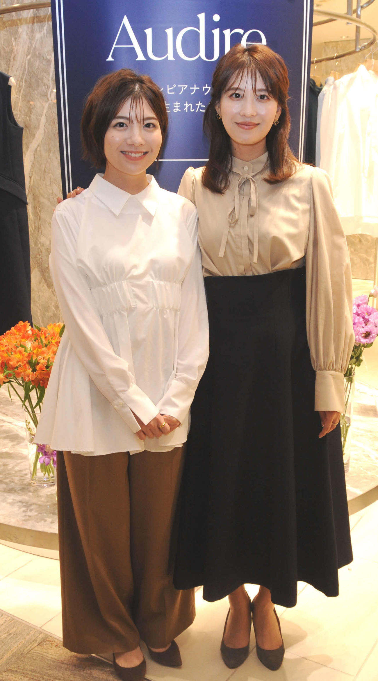 トークイベントに出演した郡司恭子アナウンサー（右）と佐藤真知子アナウンサー（撮影・松尾幸之介）