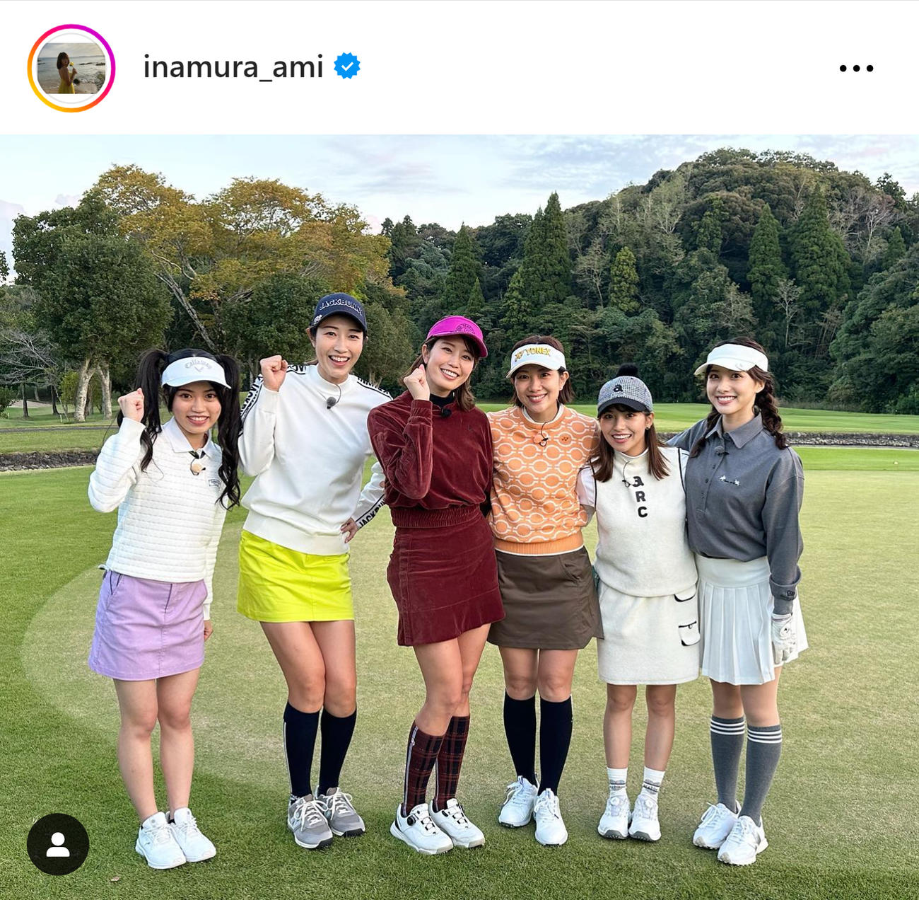 左から海月らん、狩野舞子さん、稲村亜美、潮田玲子さん、後藤楽々、武藤彩芽（稲村亜美のインスタグラムから）