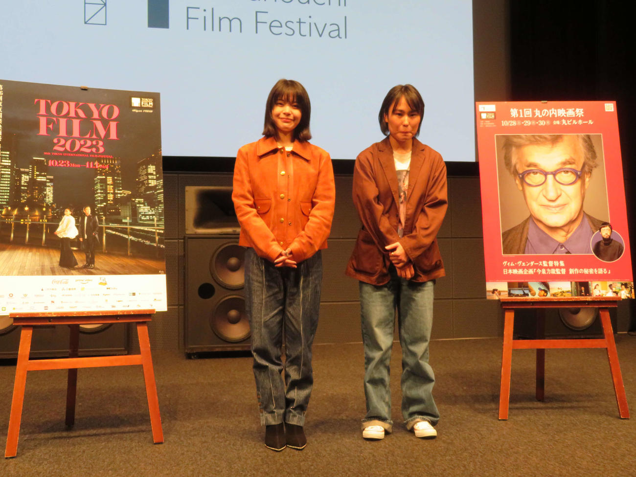 第1回「丸の内映画祭」で「ヴェンダースの世界に強く共鳴した若手映画人が語り合う」と題し、工藤梨穂監督（右）とトークを行った岸井ゆきの（撮影・村上幸将）