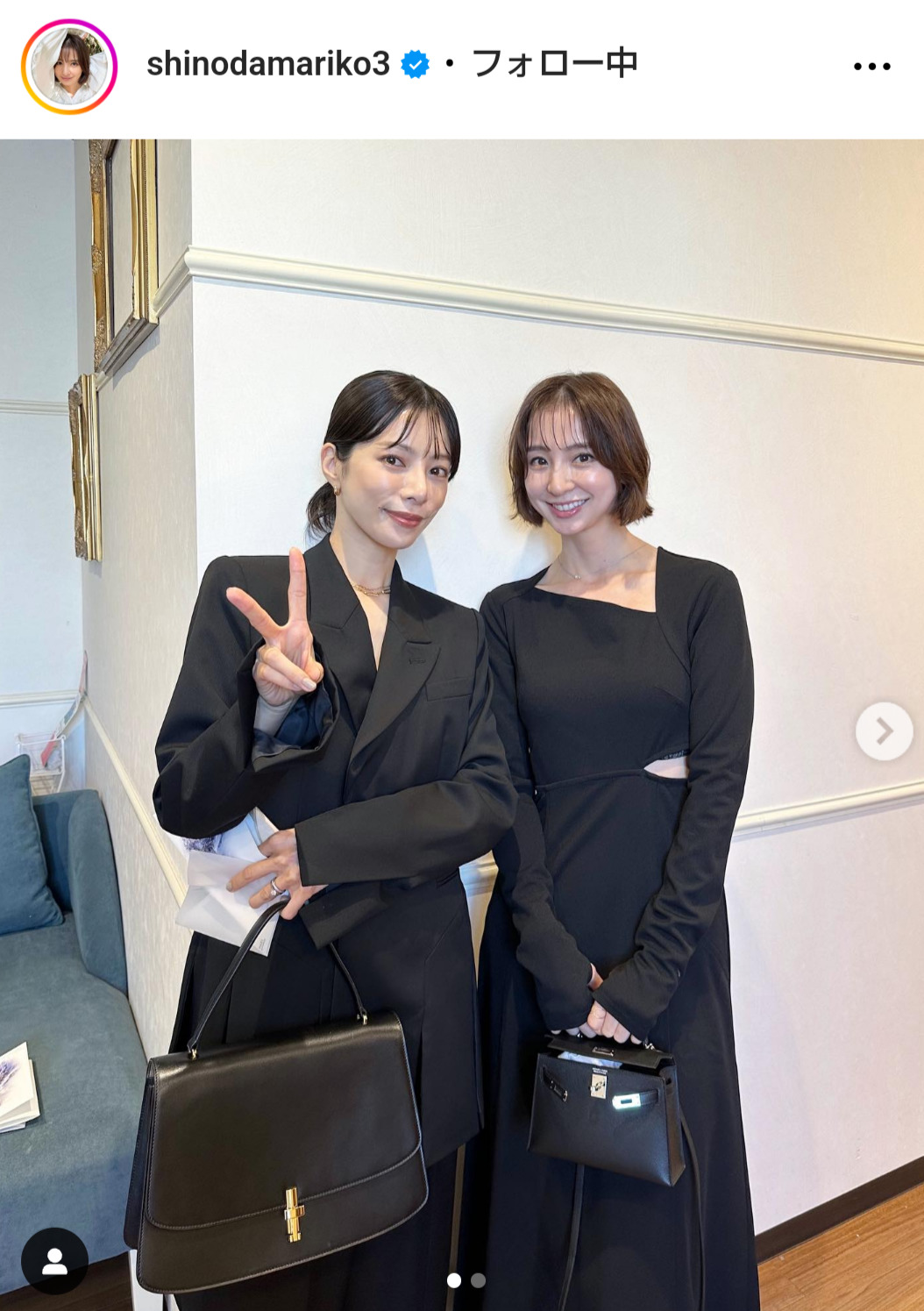 桜井ユキ（左）と篠田麻里子（篠田麻里子のインスタグラムから）
