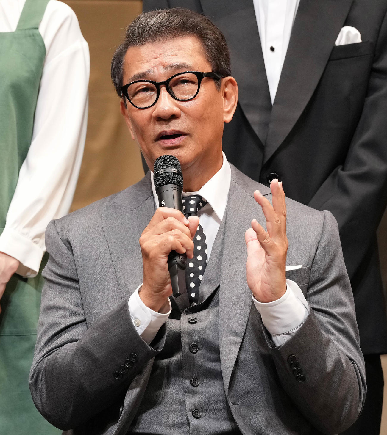 「月とシネマ　2023」初日前会見で話す中井貴一（撮影・鈴木みどり）