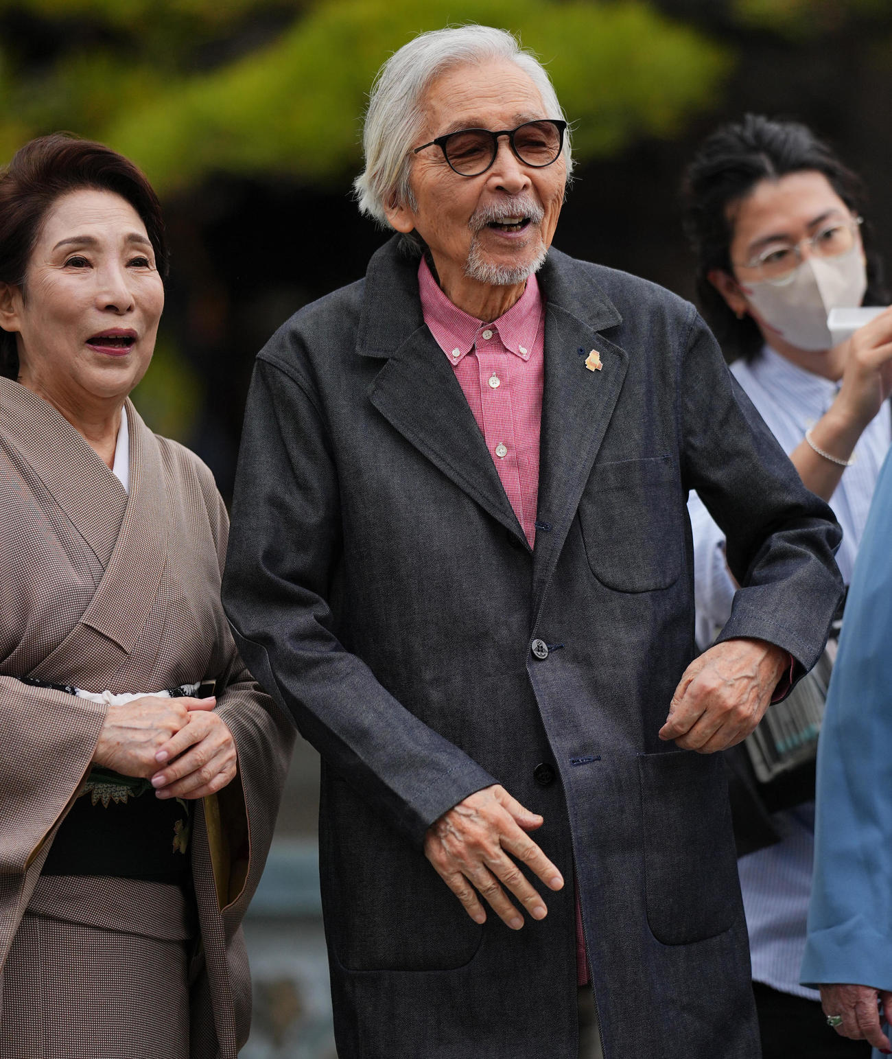 初春新派公演「東京物語」柴又イベントで笑顔を見せる山田洋次監督（撮影・垰建太）