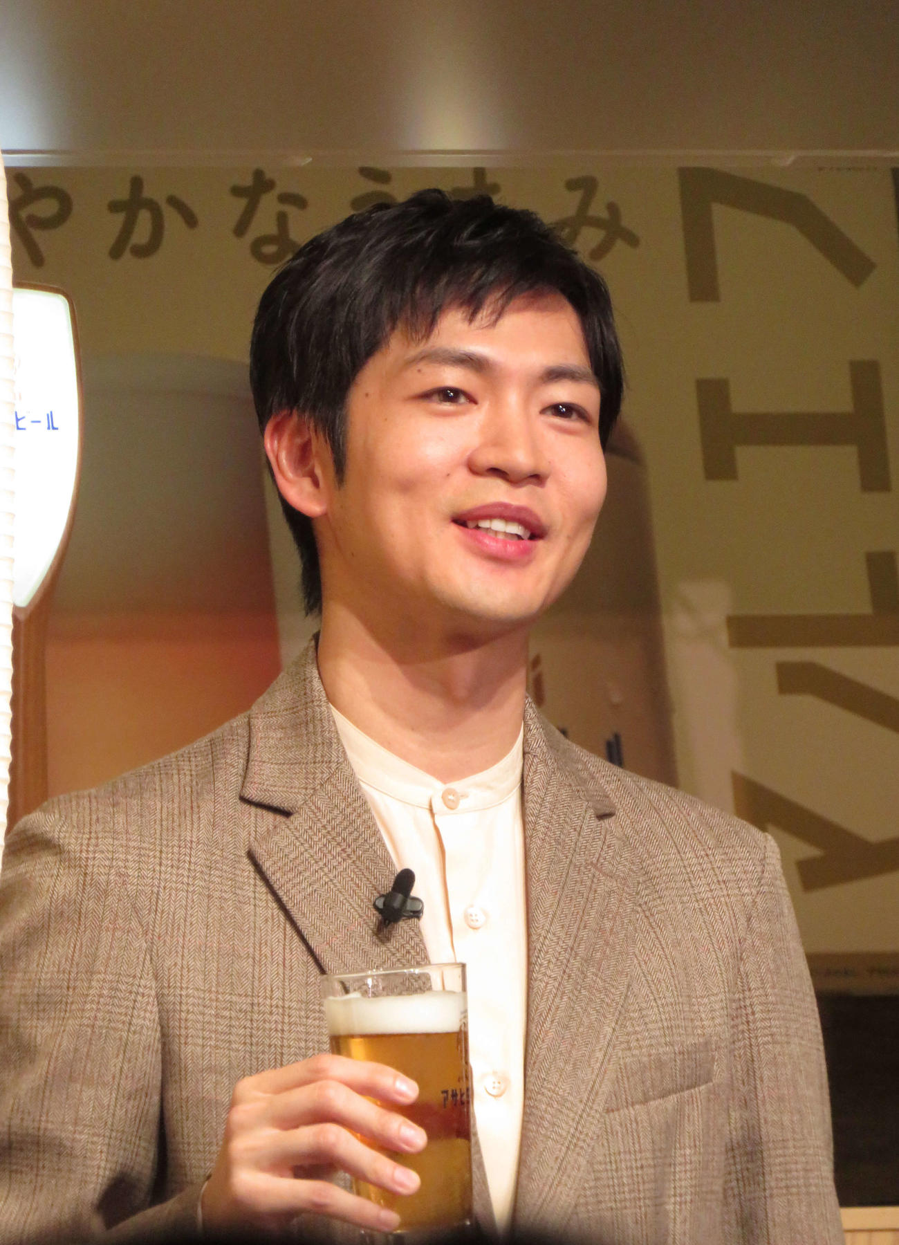 「日本のみなさん、おつかれ生です。プロジェクト～全国1000万人のまろやか体験会～」PR発表会に登場した左から松下洸平