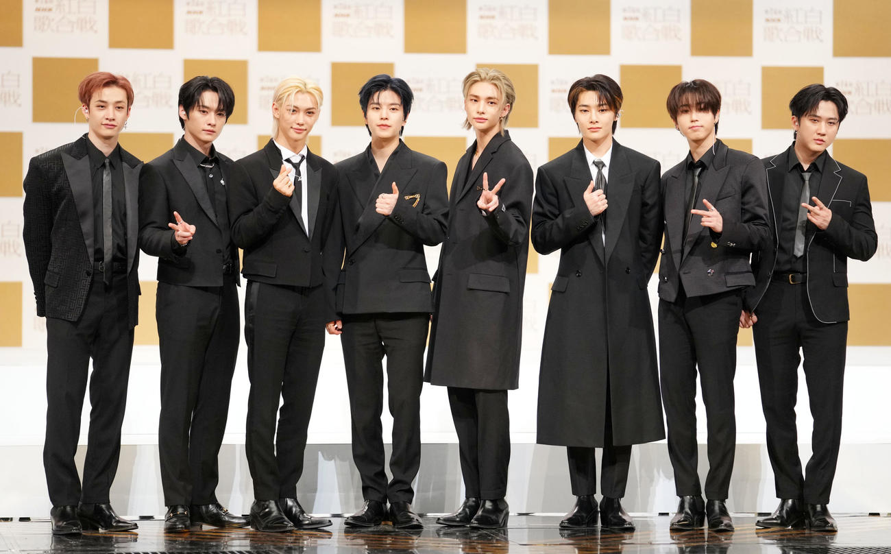 紅白歌合戦初出場が決まりポーズを決めるStray Kids（撮影・横山健太）