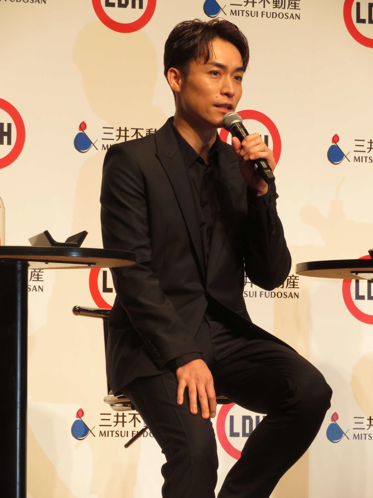 株式会社LDH JAPANと三井不動産株式会社による記者発表会に出席したEXILEのTETSUYA
