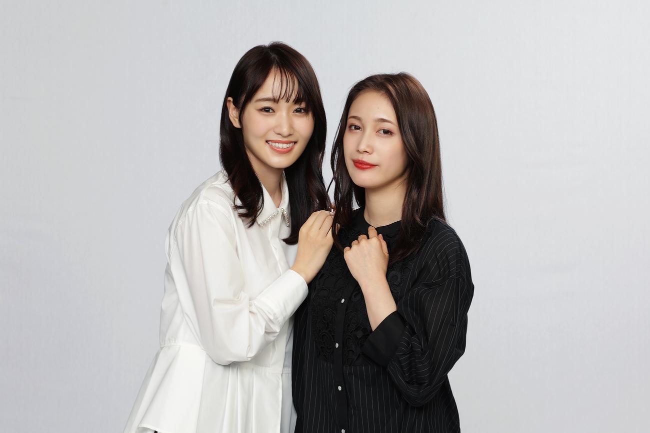 テレビ東京系ドラマ「チェイサーゲームW　パワハラ上司は私の元カノ」にダブル主演する菅井友香（左）と中村ゆりか