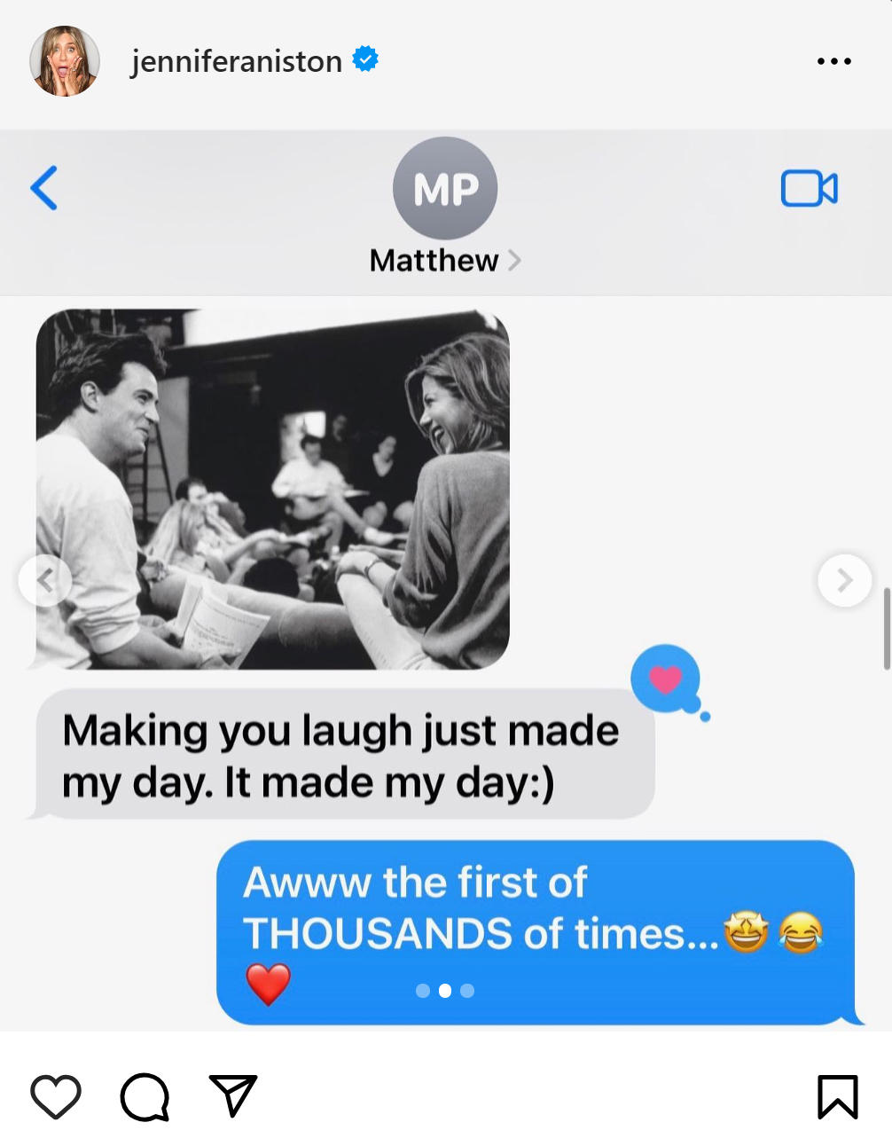 ジェニファー・アニストンのインスタグラムから
