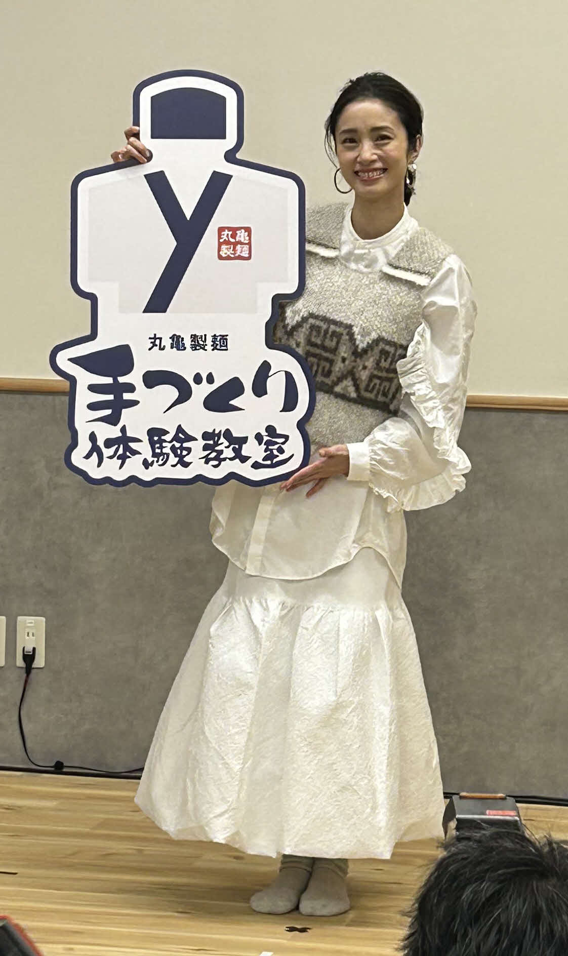 丸亀製麺の「手づくり体験教室　オープニング記者発表会」に出席した上戸彩（撮影・松尾幸之介）