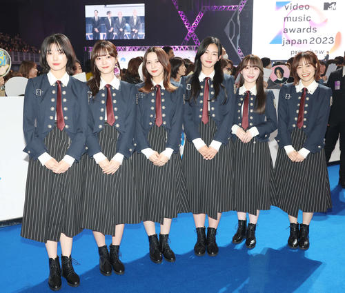 「MTV VMAJ 2023 Pre－Show」で笑顔を見せる櫻坂46（撮影・宮地輝）