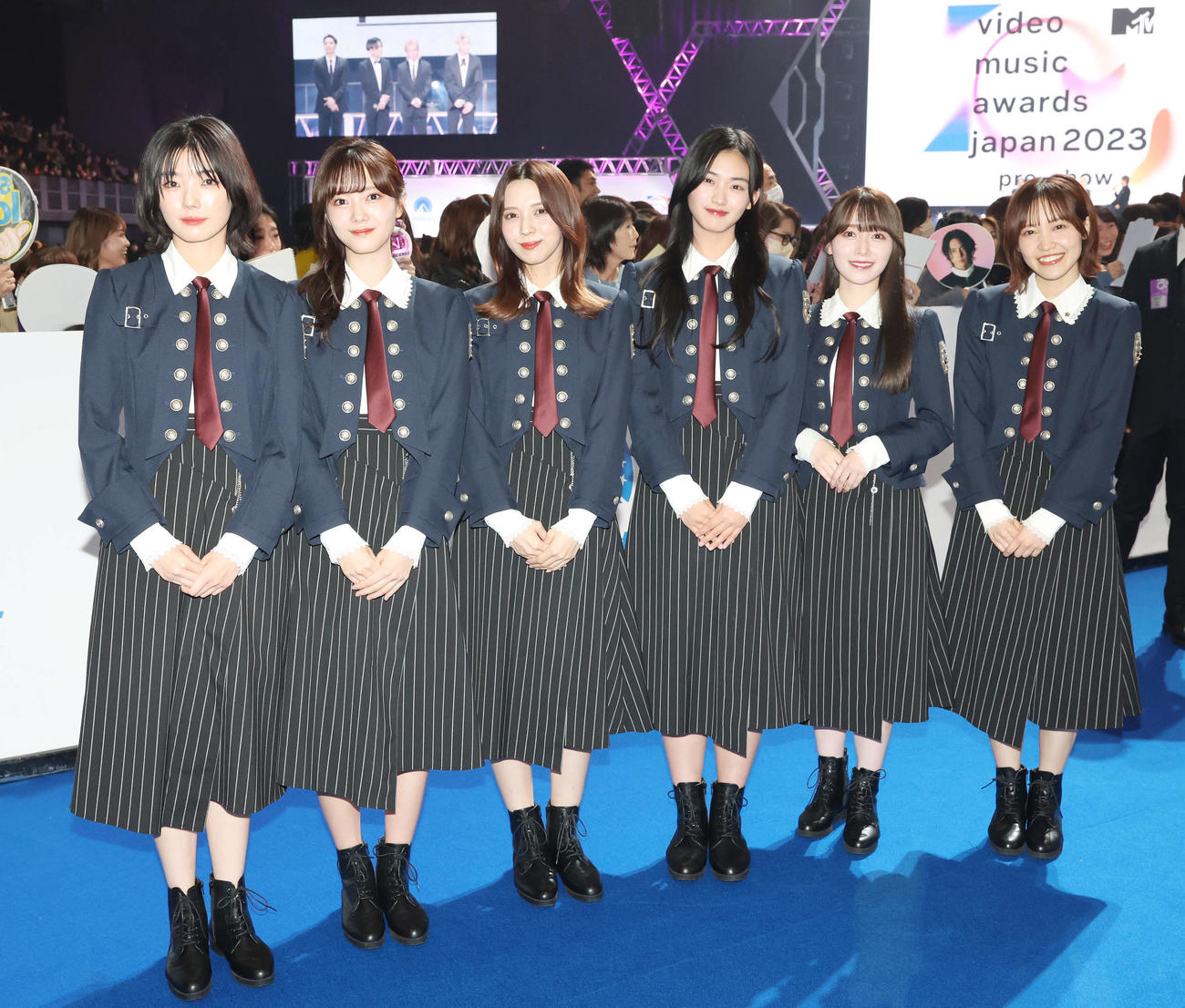 「MTV VMAJ 2023 Pre－Show」で笑顔を見せる櫻坂46（撮影・宮地輝）