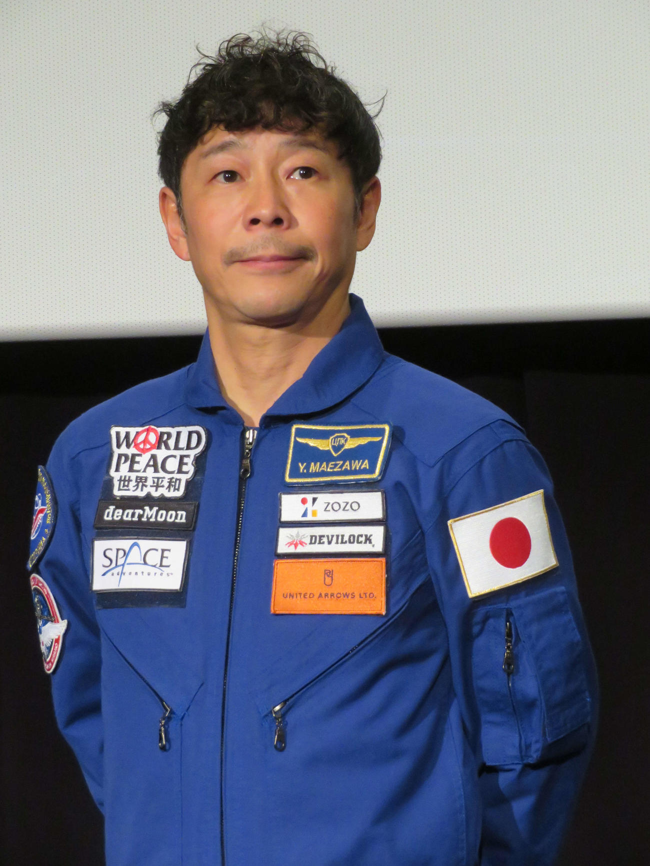 ドキュメンタリー映画「僕が宇宙に行った理由」完成披露上映会に登壇した前澤友作氏（撮影・村上幸将）