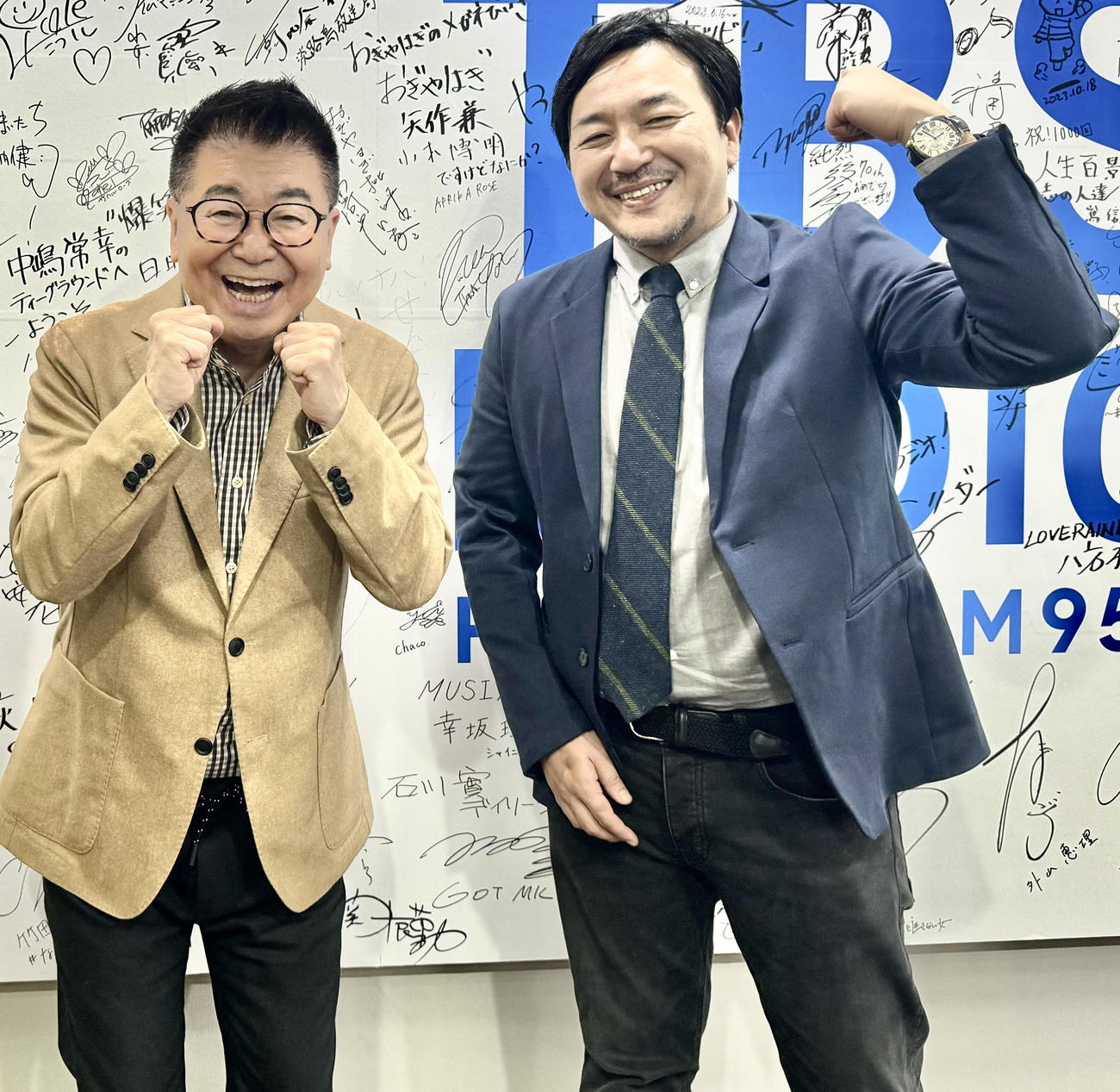 生島ヒロシ（左）と今村翔吾氏