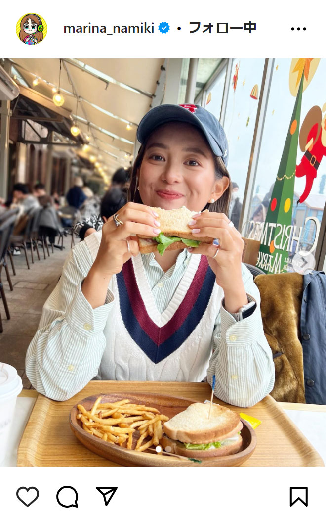 並木万里菜アナのインスタグラムから