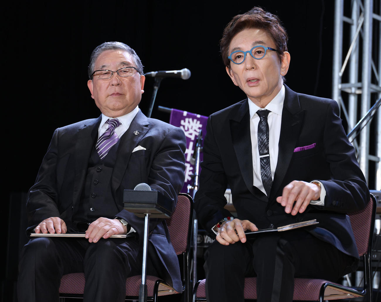 「THE WILLIAMS DAY」に参加した徳光和夫アナウンサー（左）と古舘伊知郎アナウンサー（撮影・中島郁夫）
