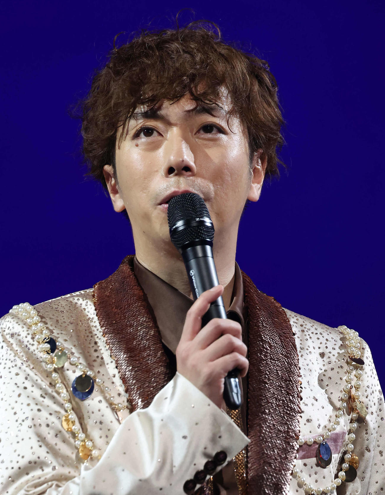 公開ゲネプロでファンやスタッフ、メンバーに感謝の言葉を述べるA．B．C－Zの河合郁人（撮影・丹羽敏通）