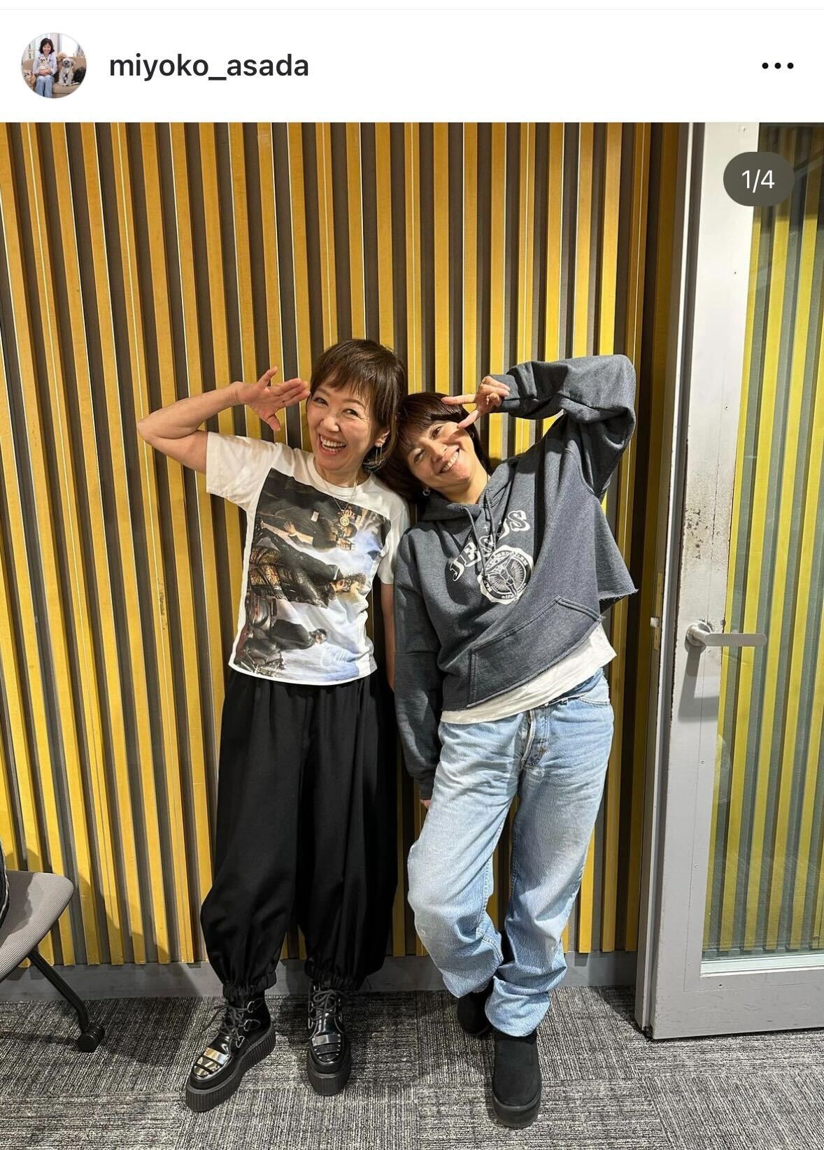 浅田美代子と小泉今日子のツーショット（浅田美代子のインスタグラムから）