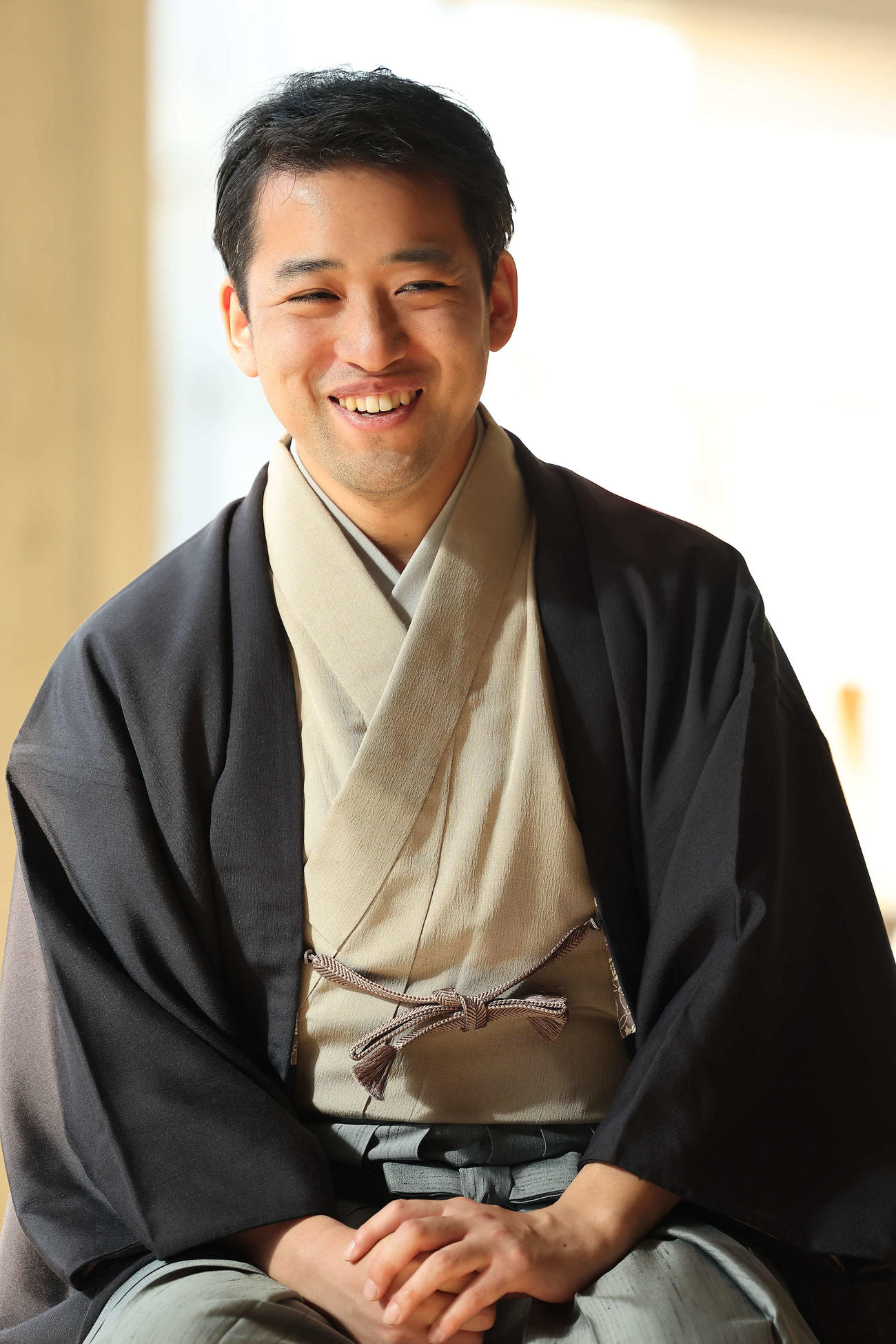 取材会に臨む中村萬太郎（撮影・河田真司）