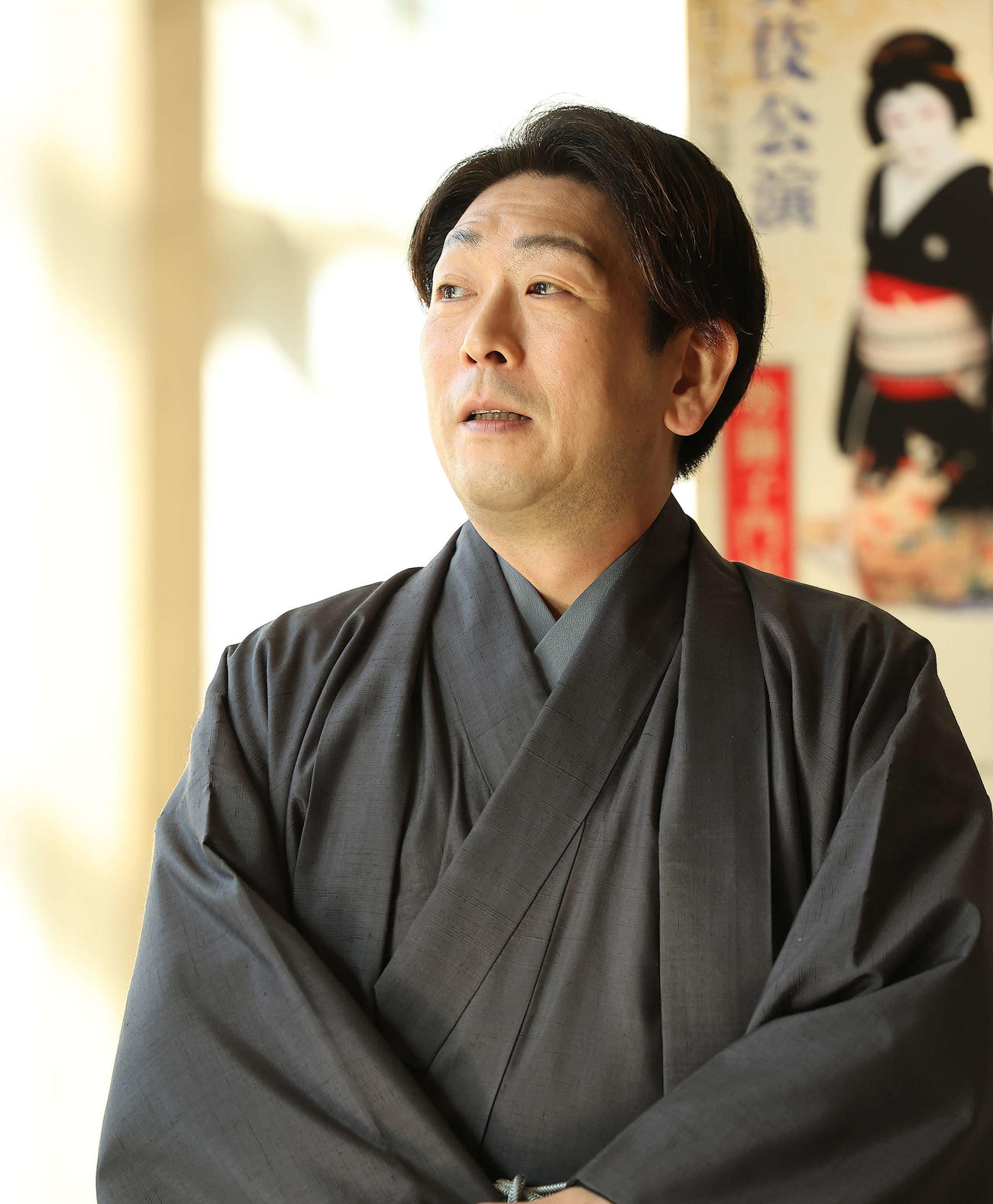 取材会に臨む坂東彦三郎（撮影・河田真司）