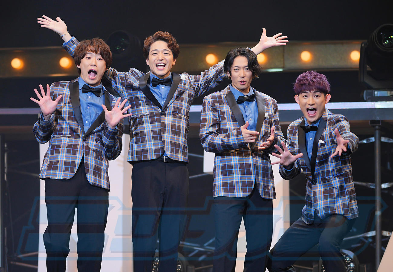 「ENTA！6 4U．Zepp in de SHOW」公開ゲネプロを前に取材会に応じるふぉ～ゆ～の、左から越岡裕貴、福田悠太、辰巳雄大、松崎祐介（撮影・垰建太）
