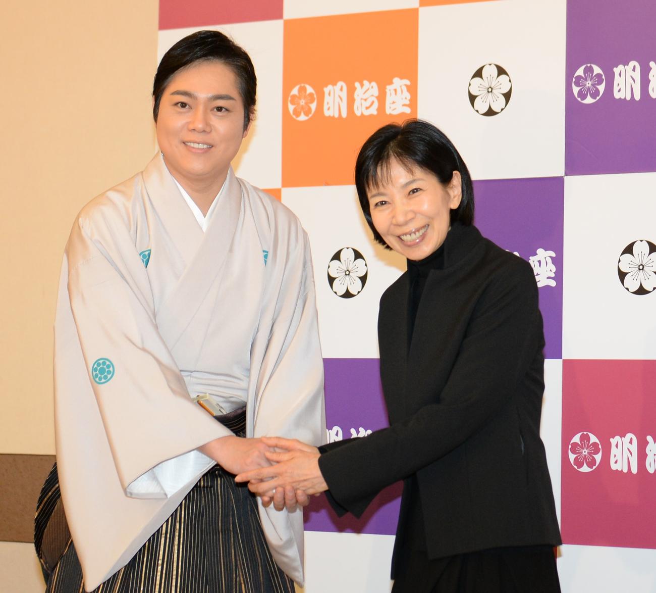 明治座のコンサートで殺陣を披露した三山ひろしと三波春夫さんの長女・三波美夕紀さん