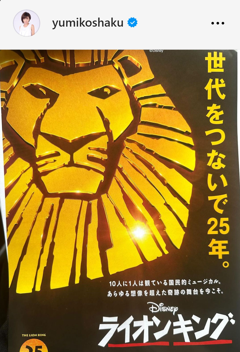釈由美子のインスタグラムから