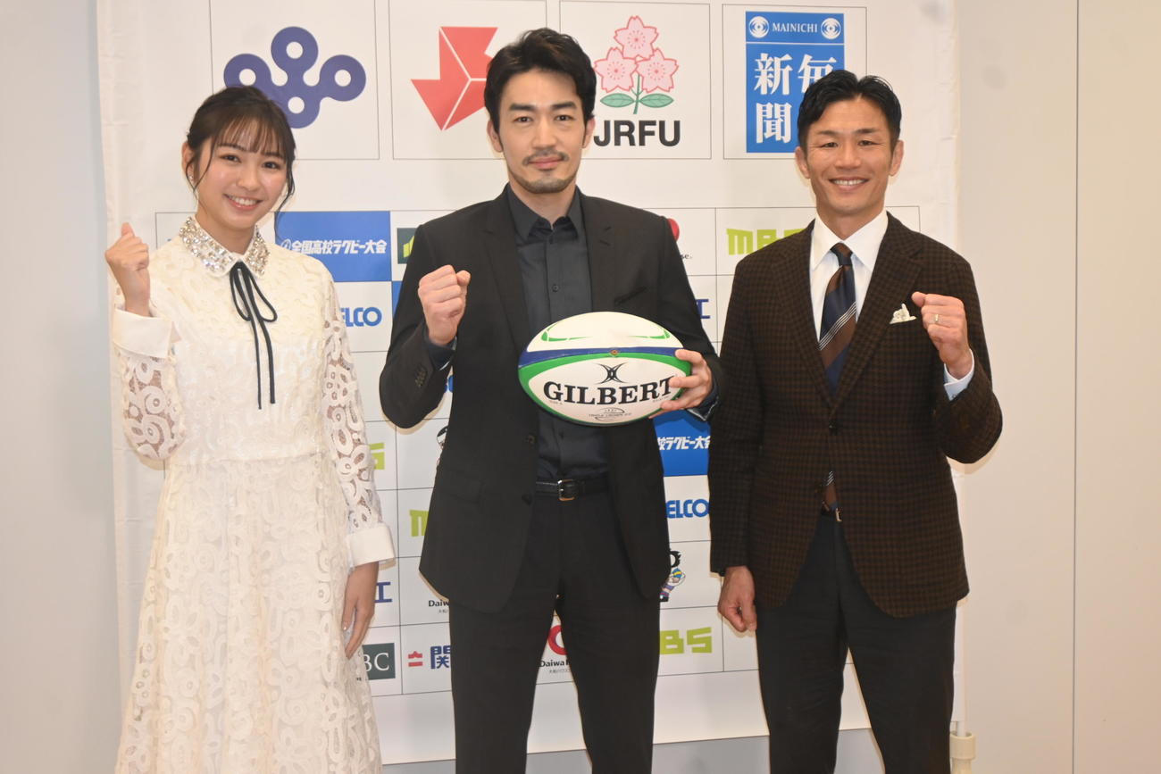 左から海渡未来アナウンサー、大谷亮平、廣瀬俊朗氏（撮影・松浦隆司）