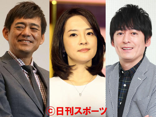 左から博多華丸、鈴木奈穂子アナウンサー、博多大吉