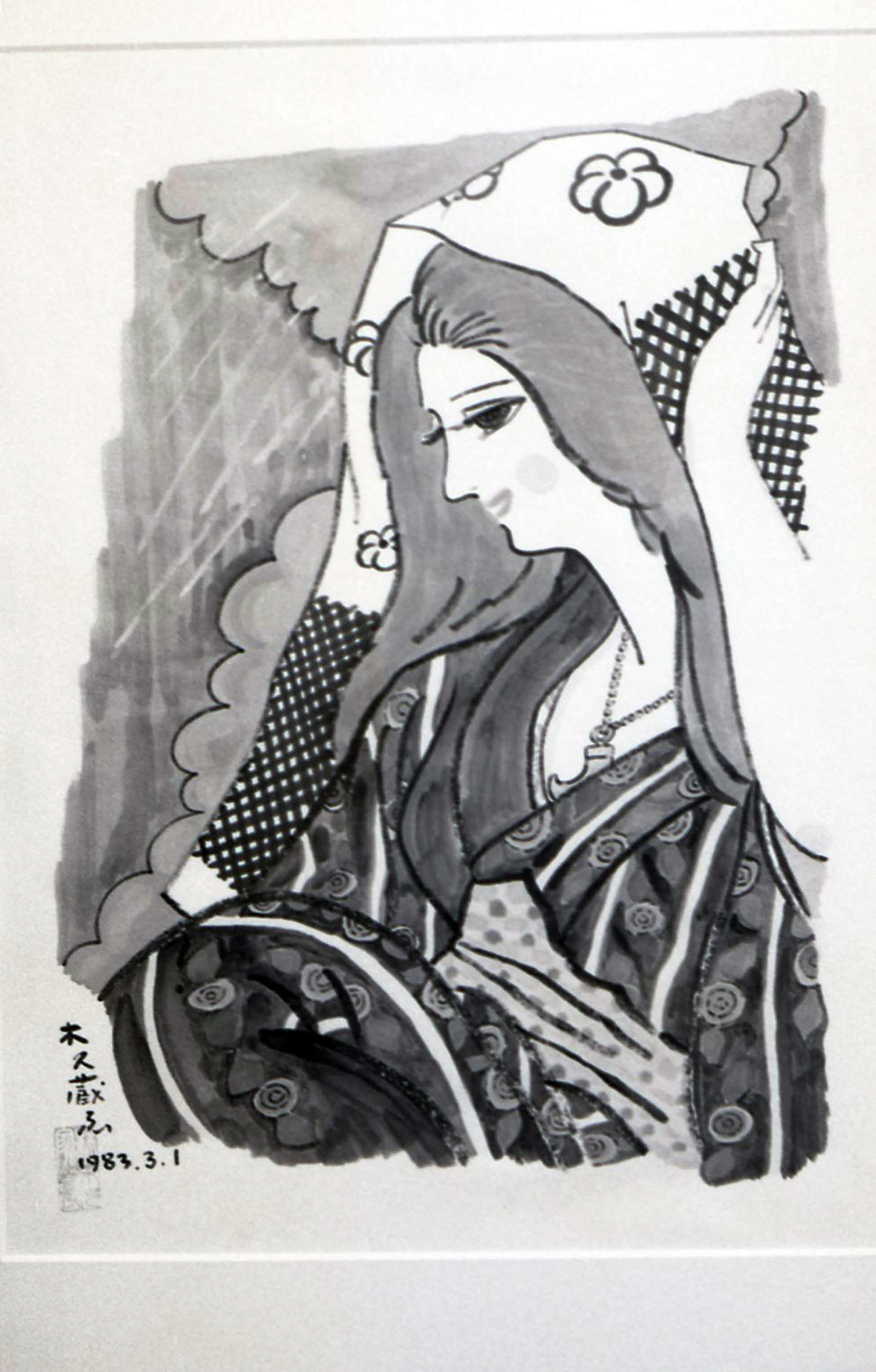 林家木久蔵（当時）の初の個展「美人画展」（1983年3月撮影）