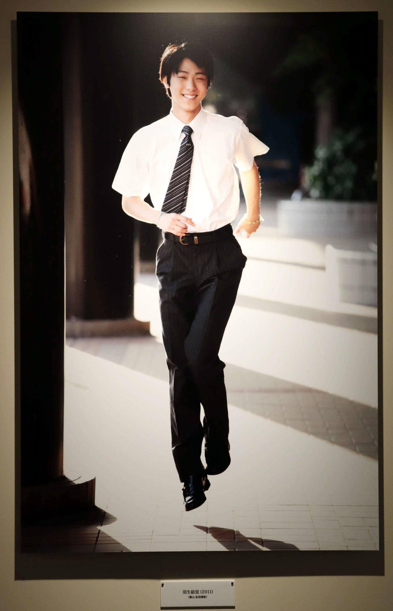 「羽生結弦展」で展示された篠山紀信氏撮影の写真（2018年4月撮影）