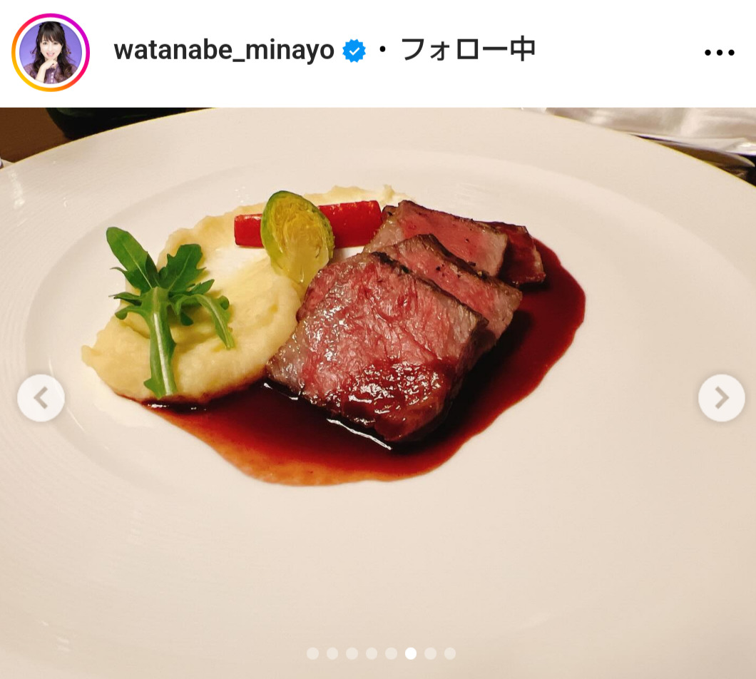 渡辺美奈代のインスタグラムから