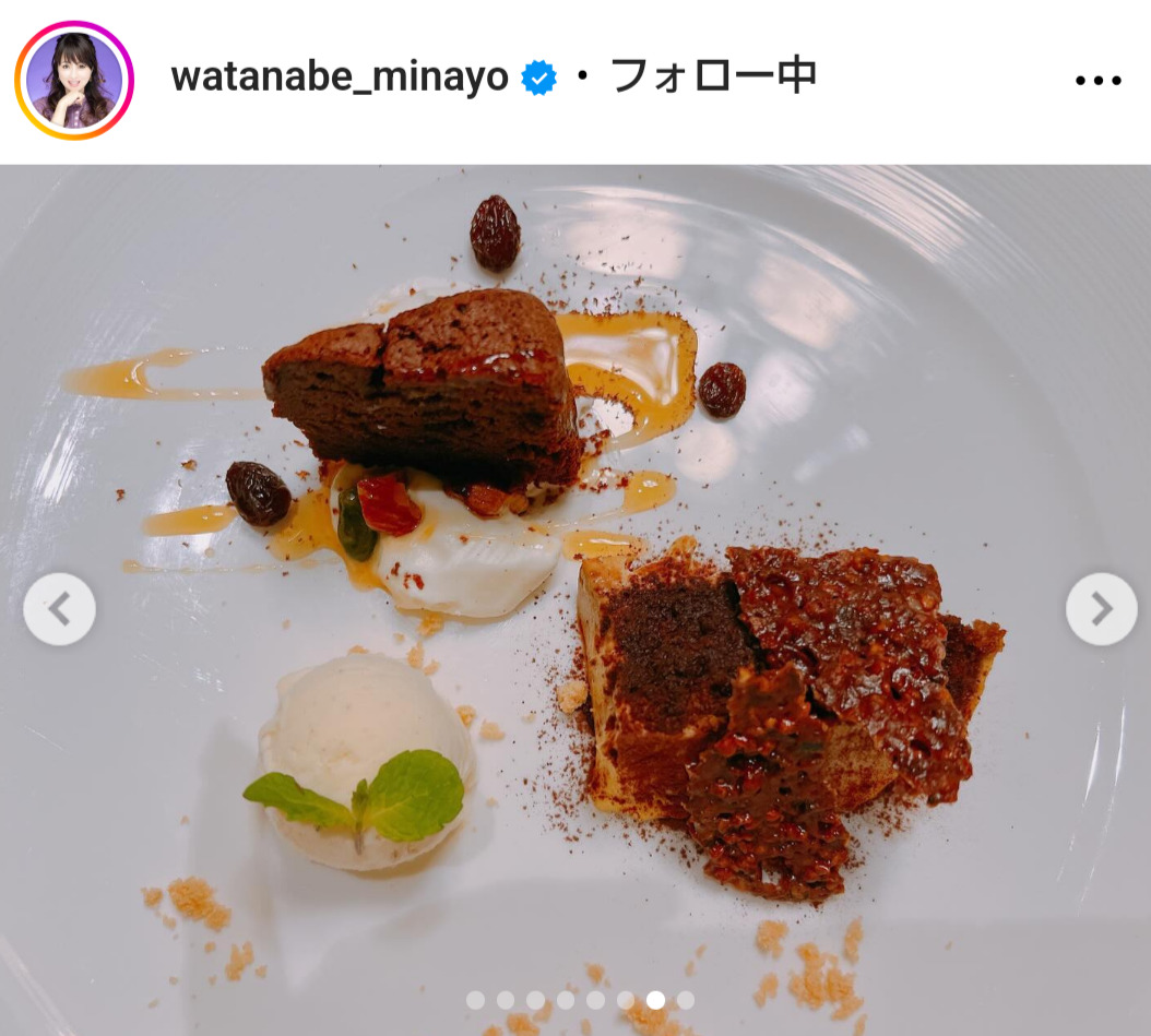 渡辺美奈代のインスタグラムから