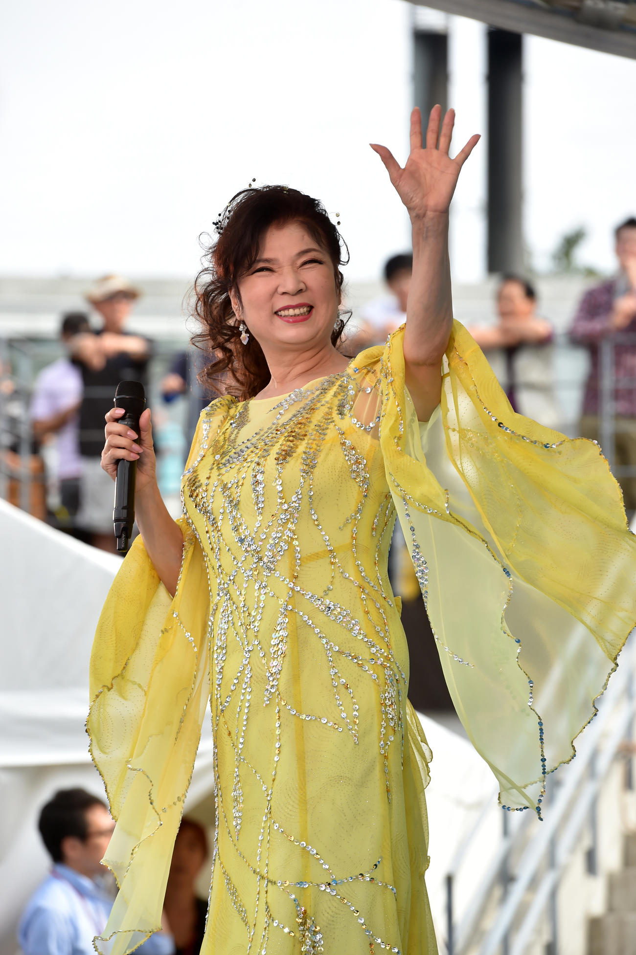 いわき平競輪、オールスター競輪でミニライブをする八代亜紀（18年8月撮影）