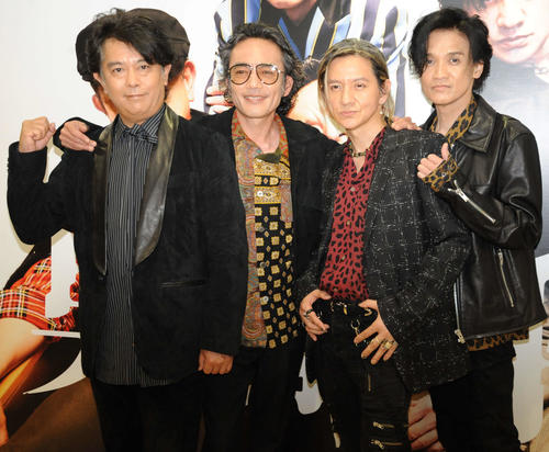 左から男闘呼組の前田耕陽、高橋和也、岡本健一、成田昭次(23年4月撮影)