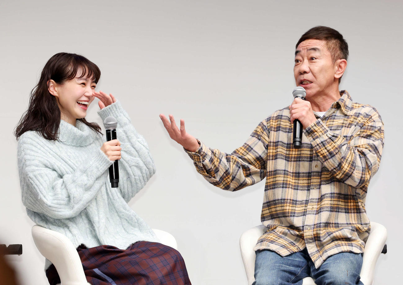 ドラマ「春になったら」木梨憲武と奈緒（2024年1月12日撮影）
